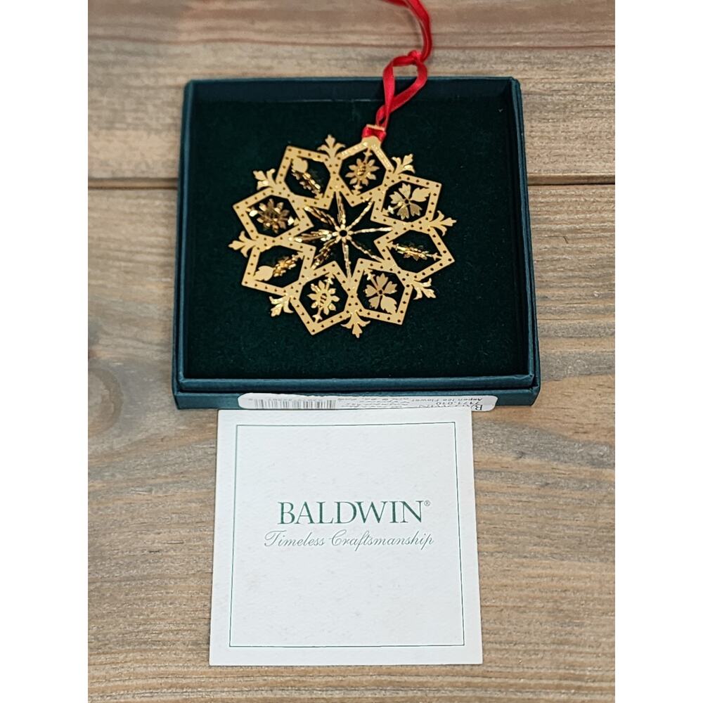 Vintage ASPEN ICE FLOWER Christmas Ornament Baldwin Brass 7171.010